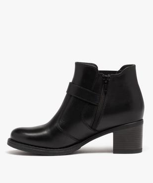 Boots femme dessus en cuir uni à talon carré vue3 - GEMO(URBAIN) - GEMO