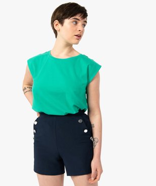 Tee-shirt femme sans manches à épaulettes vue1 - GEMO(FEMME PAP) - GEMO