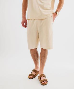 Bermuda en coton nid d'abeille à taille élastiquée homme vue1 - GEMO 4G HOMME - GEMO