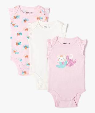 Bodies sans manches avec motifs de la jungle bébé fille (lot de 3) vue1 - GEMO 4G BEBE - GEMO