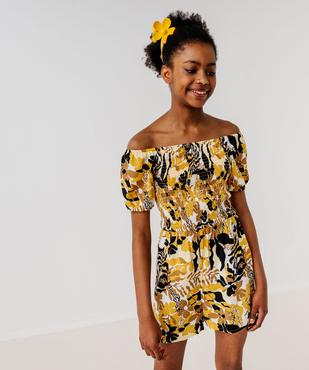 Combishort en viscose avec buste smocké fille vue8 - GEMO 4G FILLE - GEMO