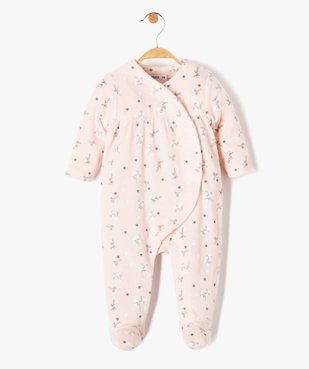 Pyjama dors-bien bébé en velours fleuri ouverture devant vue1 - GEMO(BB COUCHE) - GEMO