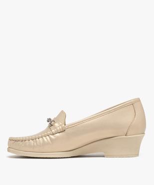 Mocassins confort dessus cuir et talon compensé femme vue3 - G'FLEX - GEMO