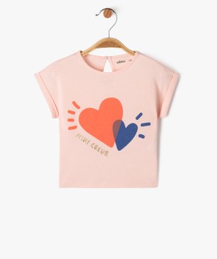 Tee-shirt manches courtes avec motif pailleté bébé fille vue1 - GEMO(BEBE DEBT) - GEMO