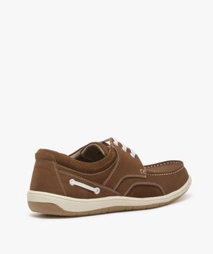 Chaussures bateau homme unies dessus cuir – Terre de Marins vue4 - TERRE DE MARINS - GEMO