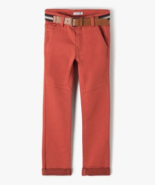 Pantalon garçon en toile extensible avec ceinture - LuluCastagnette vue1 - LULUCASTAGNETTE - GEMO