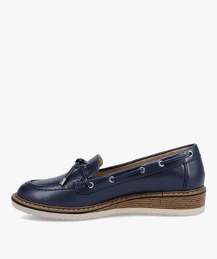 Mocassins femme unis à lacet bateau et petit talon compensé vue3 - GEMO 4G FEMME - GEMO