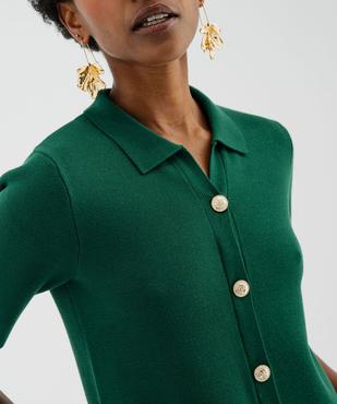 Robe en maille à manche courtes avec boutons métalliques femme vue3 - GEMO 4G FEMME - GEMO