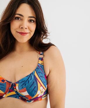 Haut de maillot de bain emboîtant à armatures imprimé femme grande taille vue1 - GEMO (PLAGE) - GEMO