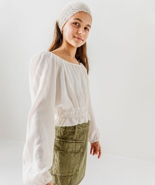 Blouse à manches longues coupe courte avec col modulable fille vue7 - GEMO (JUNIOR) - GEMO