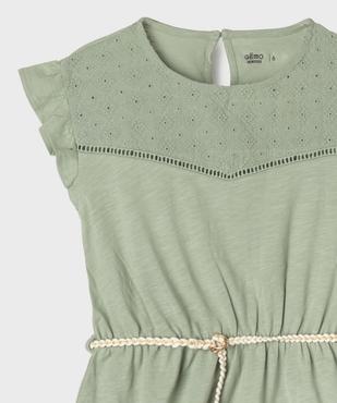 Robe fille en maille avec buste brodé et manches à volants vue2 - GEMO 4G FILLE - GEMO