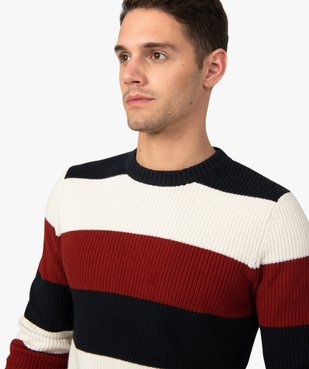 Pull homme à larges bandes colorées vue2 - GEMO (HOMME) - GEMO