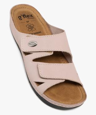 Mules femme confort unies dessus cuir à brides scratch  vue11 - G'FLEX - GEMO