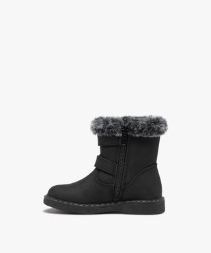 Boots bébé fille fourrées avec dessus uni et col en peluche vue3 - GEMO(BEBE DEBT) - GEMO