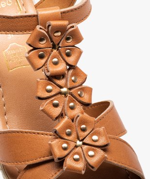 Sandales femme dessus cuir avec fleurs en relief – Tanéo vue6 - TANEO - GEMO