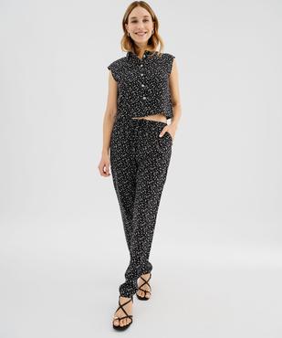 Pantalon à taille élastiquée en viscose fluide imprimée femme vue4 - GEMO 4G FEMME - GEMO