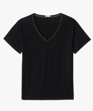 Tee-shirt femme grande taille avec col V fantaisie vue4 - GEMO (G TAILLE) - GEMO