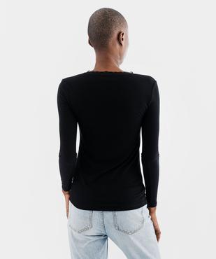 Tee-shirt manches longues avec col rond en dentelle femme vue6 - GEMO(HOMWR FEM) - GEMO