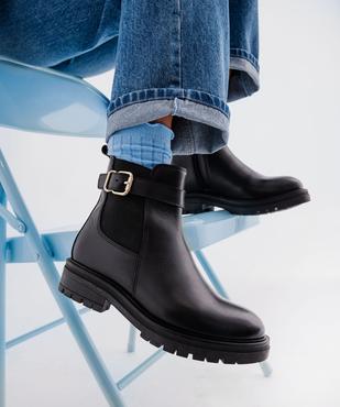 Boots dessus cuir avec semelle crantée femme - Tanéo vue8 - TANEO - GEMO