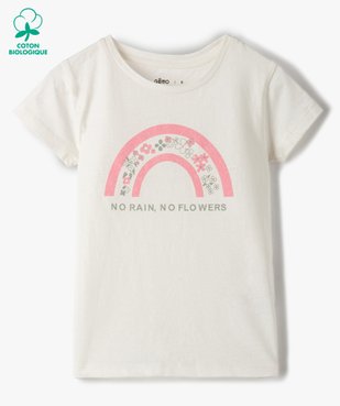Tee-shirt fille à manches courtes avec motifs pailletés vue1 - GEMO C4G FILLE - GEMO