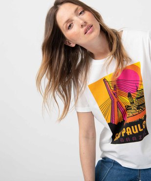 Tee-shirt femme à manches courtes avec motif Sao Paulo vue2 - GEMO(FEMME PAP) - GEMO