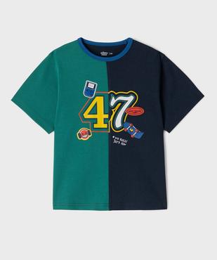 Tee-shirt manches courtes en jersey de coton multicolore et imprimé garçon vue1 - GEMO 4G GARCON - GEMO