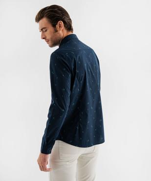 Chemise manches longues coupe droite en coton imprimé homme vue3 - GEMO (HOMME) - GEMO