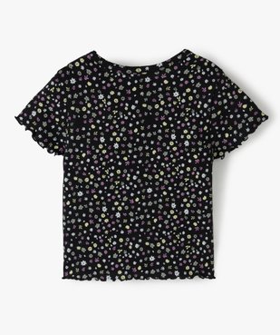 Tee-shirt fille court en nid d’abeille avec manches volantées vue3 - GEMO C4G FILLE - GEMO