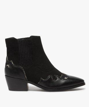 Boots femme style santiags multimatières à col élastiqué vue1 - GEMO (CASUAL) - GEMO