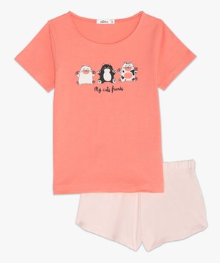 Pyjashort fille avec motifs chats sur le haut vue2 - GEMO (ENFANT) - GEMO