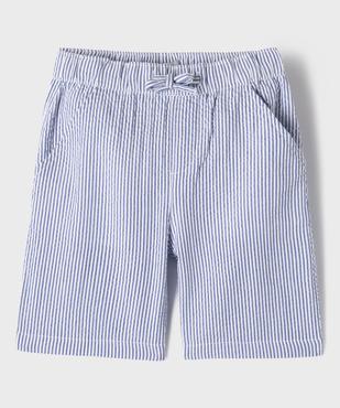 Short rayé en maille gaufrée garçon vue2 - GEMO (ENFANT) - GEMO