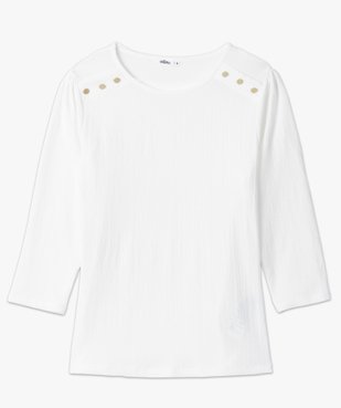 Tee-shirt femme à manches 3/4 en maille gaufrée vue4 - GEMO(FEMME PAP) - GEMO
