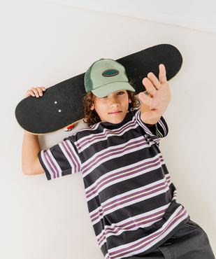 Tee-shirt rayé style skater garçon vue1 - GEMO (JUNIOR) - GEMO