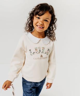 Sweat brodé avec col Claudine froncé fille - LuluCastagnette vue5 - LULU CASTAGNETTE G4G D - GEMO