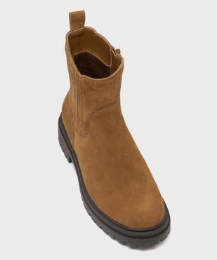 Boots dessus cuir velours avec élastique latéral et semelle crantée femme - Tanéo vue5 - TANEO - GEMO