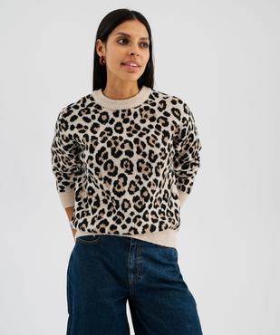 Pull à motif léopard femme vue1 - GEMO(FEMME PAP) - GEMO