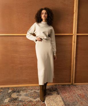 Jupe longue en maille tricotée femme vue1 - GEMO 4G FEMME - GEMO