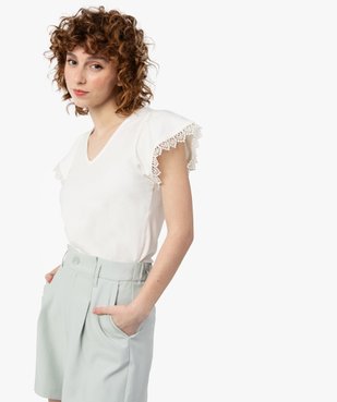 Tee-shirt femme à larges manches finitions brodées vue2 - GEMO(FEMME PAP) - GEMO