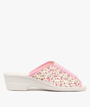 Chaussons femme mules confort compensées en coton style champêtre vue1 - GEMO 4G FEMME - GEMO