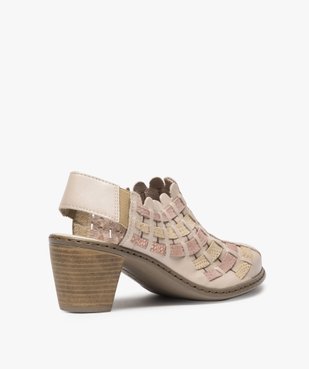 Escarpins femme confort dessus cuir tressé vue4 - GEMO(URBAIN) - GEMO