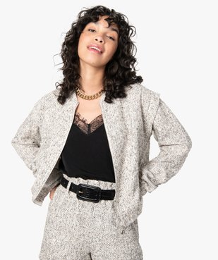 Veste femme en maille aspect tweed avec fil pailleté vue1 - GEMO(FEMME PAP) - GEMO