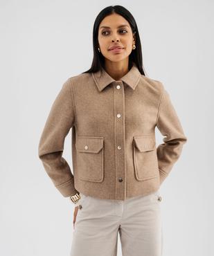 Veste courte aspect drap de laine femme vue1 - GEMO(FEMME PAP) - GEMO