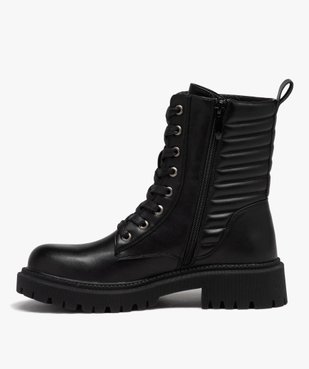 Boots motardes à tige matelassée et grosse semelle crantée femme vue4 - GEMO (CASUAL) - GEMO