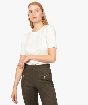 Top femme en maille à manches courtes fantaisie vue1 - GEMO(FEMME PAP) - GEMO