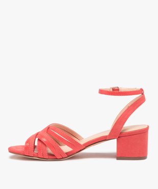 Sandales femme à talon carré et fines brides croisées vue3 - GEMO(URBAIN) - GEMO