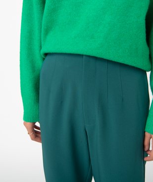 Pantalon femme en toile coupe large et taille haute vue2 - GEMO(FEMME PAP) - GEMO