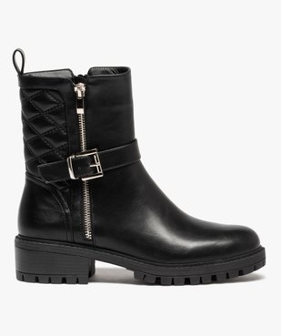 Boots femme unies à talon large et semelle crantée vue1 - GEMO (CASUAL) - GEMO