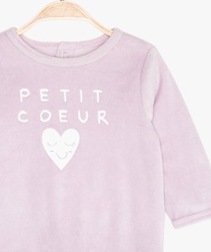 Pyjama bébé fille en velours à pont-dos pressionné vue2 - GEMO(BB COUCHE) - GEMO