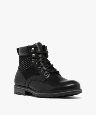 Boots bi-matières fermeture lacets homme  vue2 - URBAN STEPS - GEMO