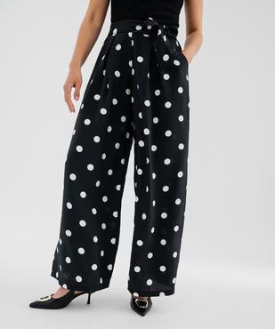 Pantalon large en viscose fluide à pois femme vue1 - GEMO 4G FEMME - GEMO